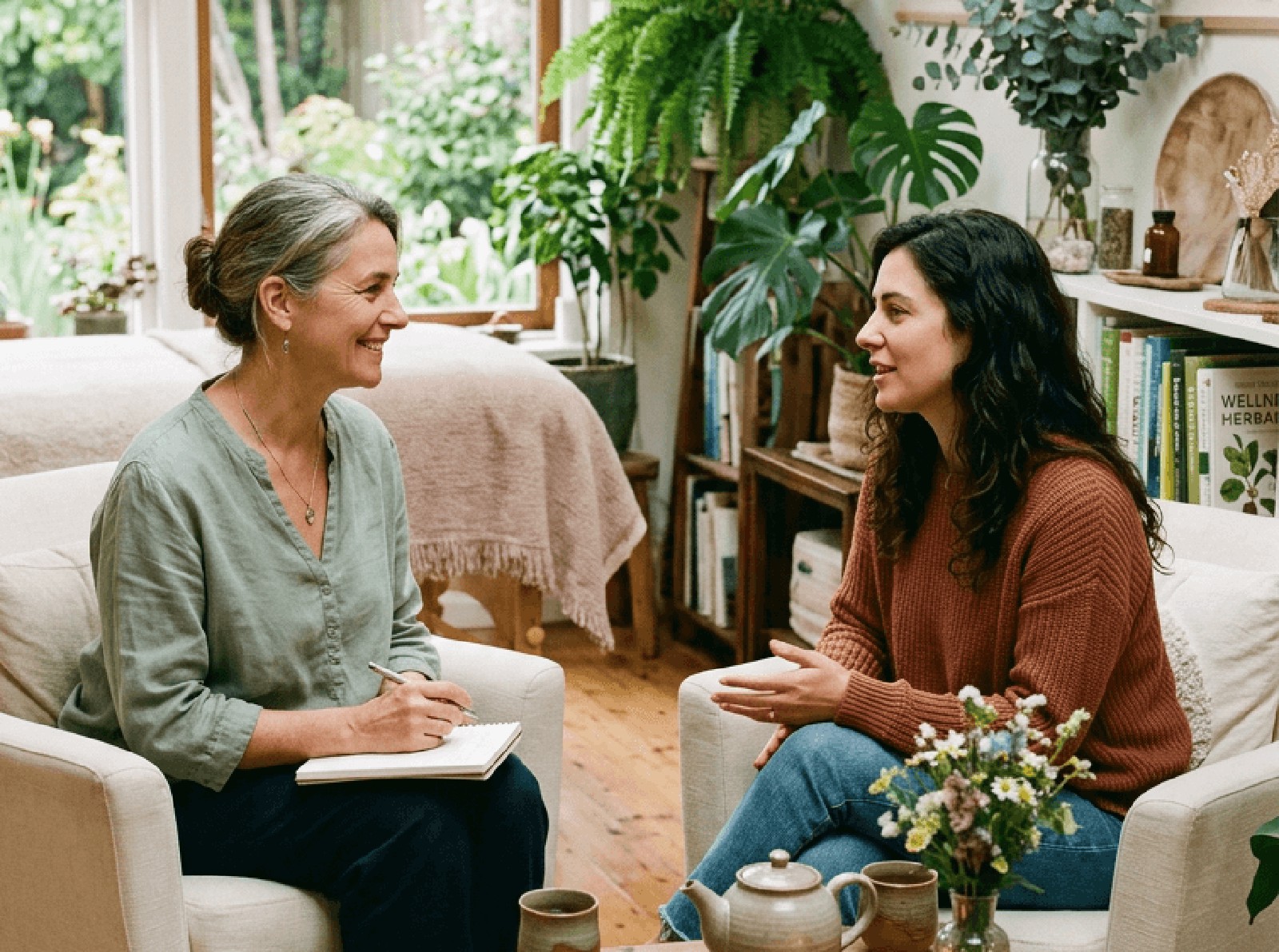 Holistic practitioner working with client